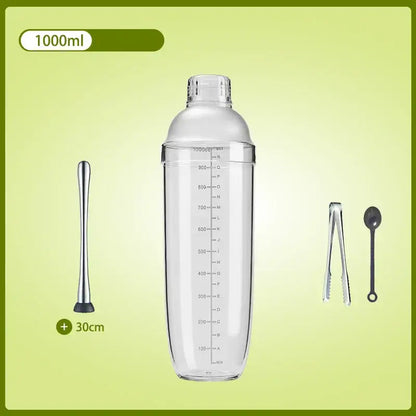 Clear glass cocktail shaker with silver lid for kitchen and barware