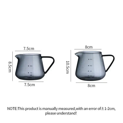 Clear glass coffee pot with measurement markings for kitchen