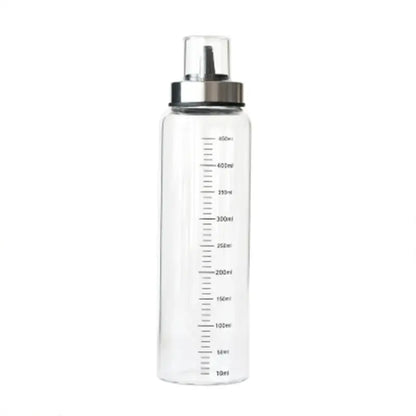 Clear glass condiment bottle set with measurements for kitchen