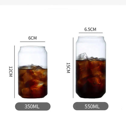 Clear glass drink cup with bamboo lid and straw kitchen soda
