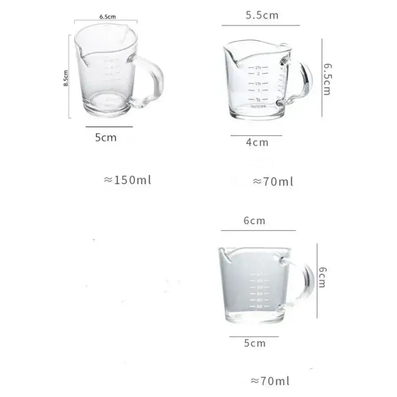 Clear glass espresso measuring cup with handle kitchen scale milk jug