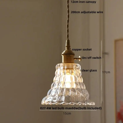 Clear glass flower acrylic led pendant light dining room walnut wood