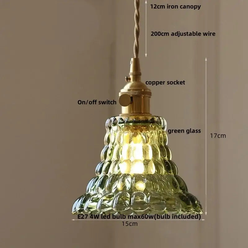 Clear glass flower acrylic led pendant light dining room walnut wood