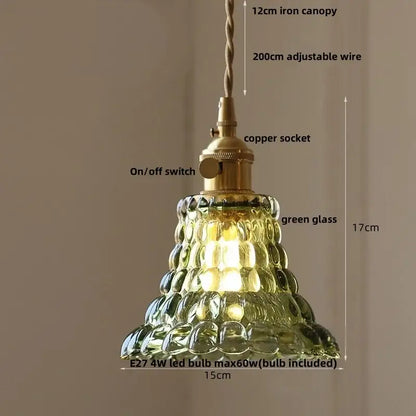 Clear glass flower acrylic led pendant light dining room walnut wood