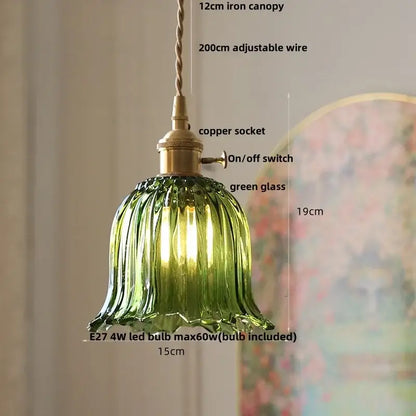 Clear glass flower acrylic led pendant light dining room walnut wood