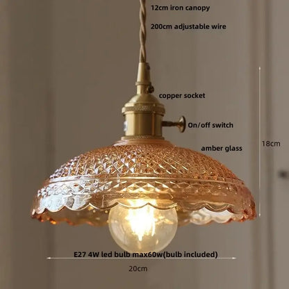 Clear glass flower acrylic led pendant light dining room walnut wood