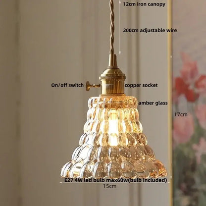 Clear glass flower acrylic led pendant light dining room walnut wood
