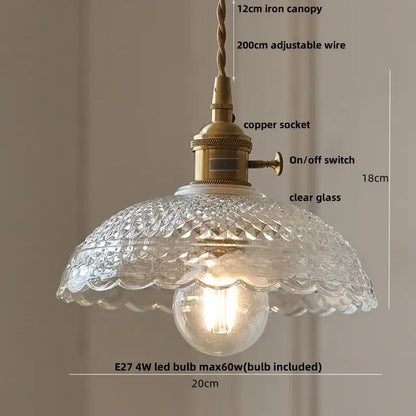 Clear glass flower acrylic led pendant light dining room walnut wood