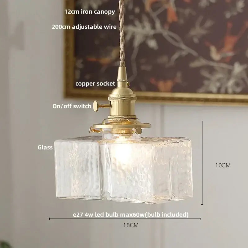Clear glass flower acrylic led pendant light dining room walnut wood