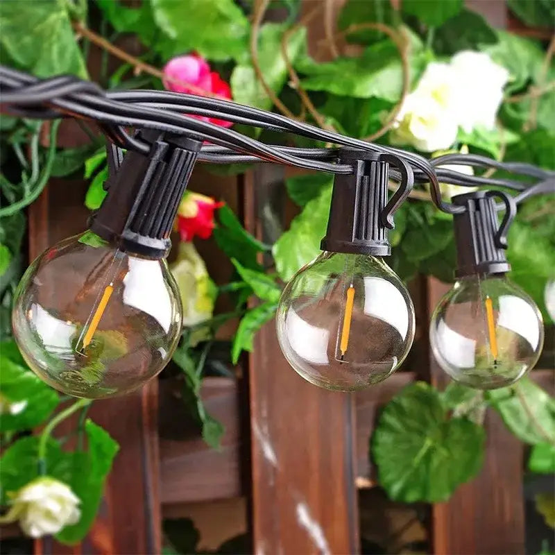 Clear glass globe g40 led string lights garden decor