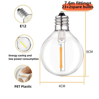 Clear glass globe g40 led string lights garden decor