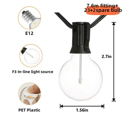 Clear glass globe g40 led string lights garden decor