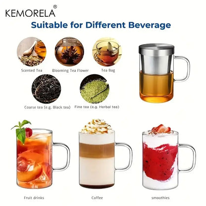 Clear glass tea infuser mug – kitchen borosilicate cup with lid