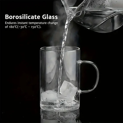 Clear glass tea infuser mug – kitchen borosilicate cup with lid