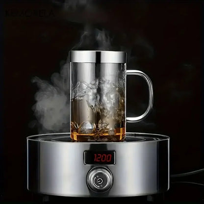 Clear glass tea infuser mug – kitchen borosilicate cup with lid