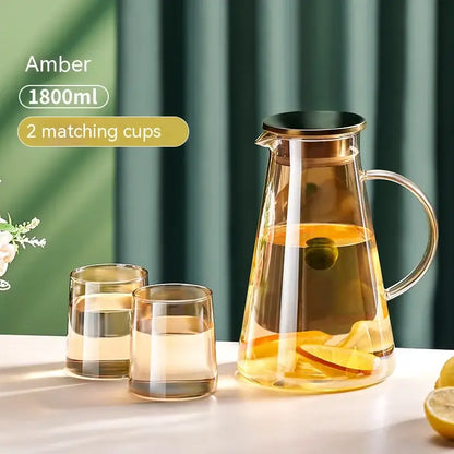 Clear gold glass juice kettle set kitchen beverage pitcher