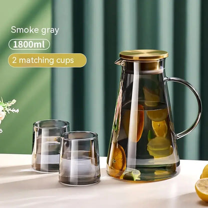 Clear gold glass juice kettle set kitchen beverage pitcher