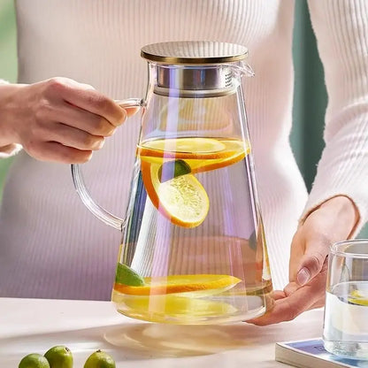Clear gold glass juice kettle set kitchen beverage pitcher