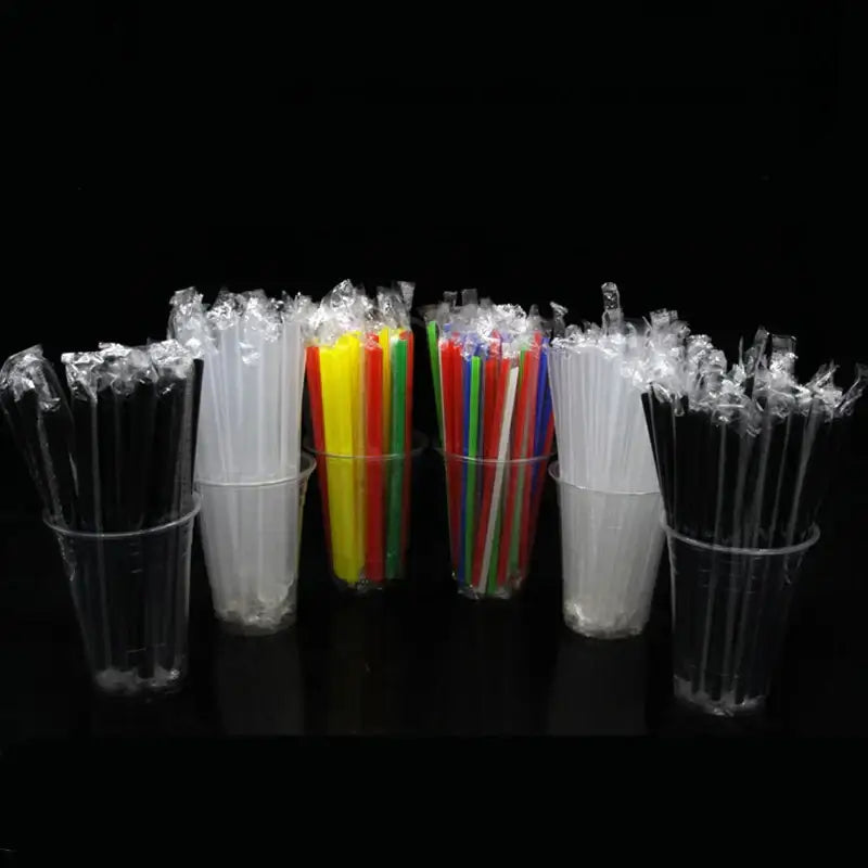 Clear individually wrapped drinking straws kitchen 100pcs multi color