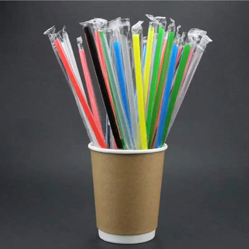 Clear individually wrapped drinking straws kitchen 100pcs multi color