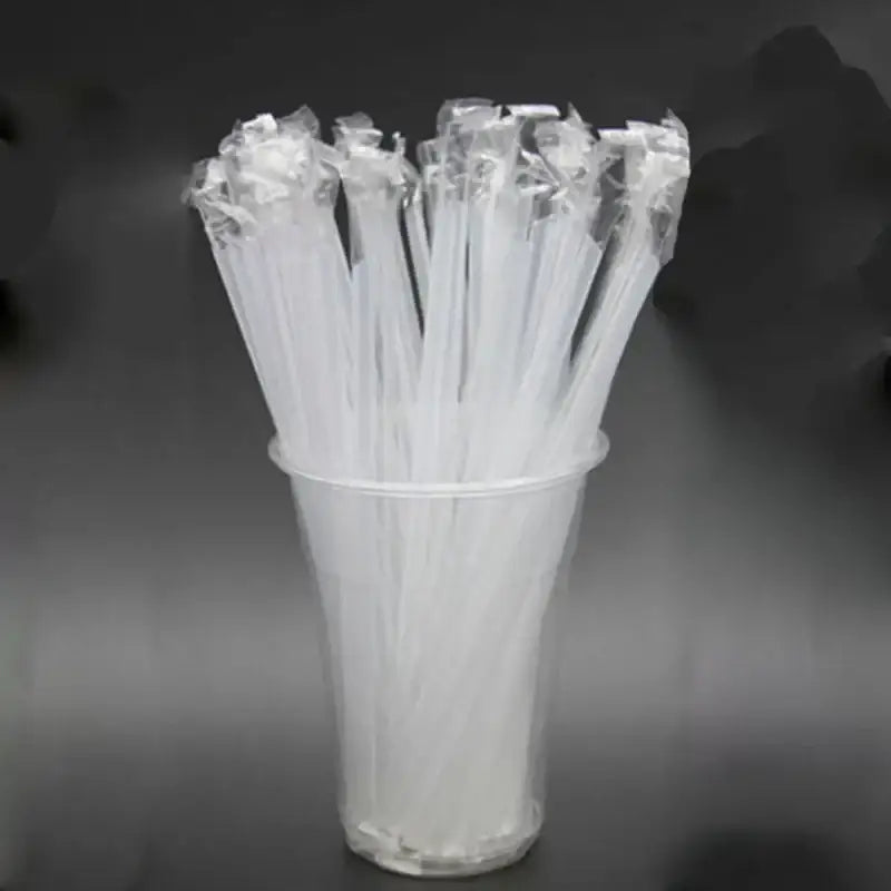 Clear individually wrapped drinking straws kitchen 100pcs multi color