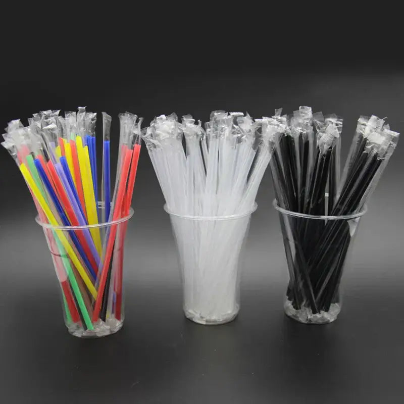 Clear individually wrapped drinking straws kitchen 100pcs multi color