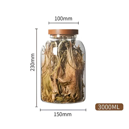 Clear kitchen glass jars with acacia lid set of 2 food storage