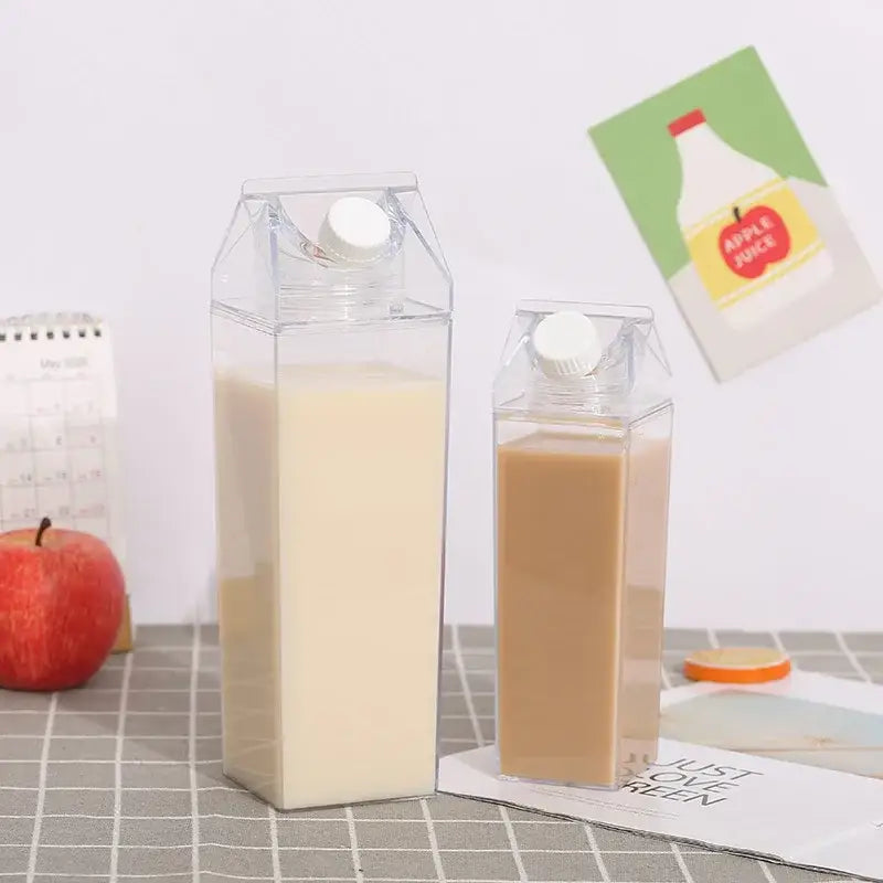 Clear milk carton water bottle set kitchen juice storage