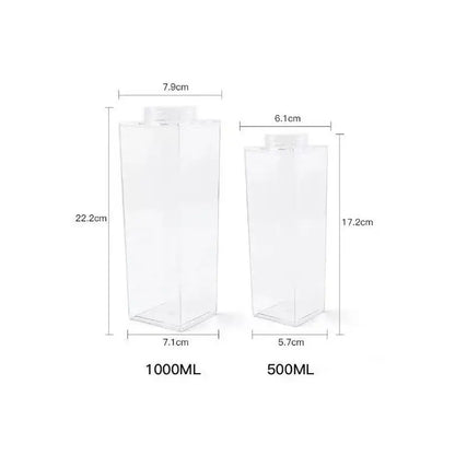 Clear milk carton water bottle set kitchen juice storage