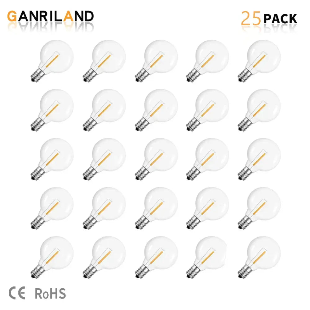 Clear shatterproof g40 1w pet led bulbs outdoor string lights patio