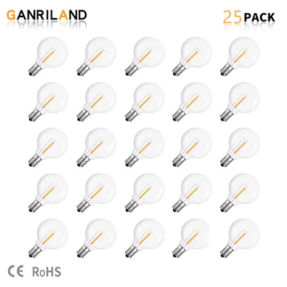 Clear shatterproof g40 1w pet led bulbs outdoor string lights patio