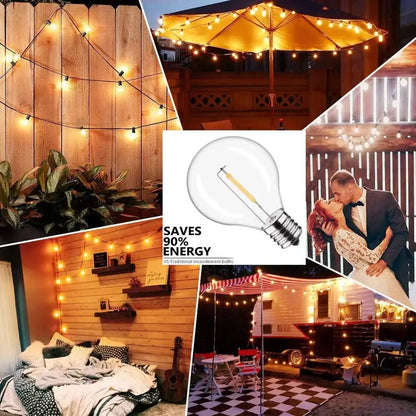 Clear shatterproof g40 1w pet led bulbs outdoor string lights patio