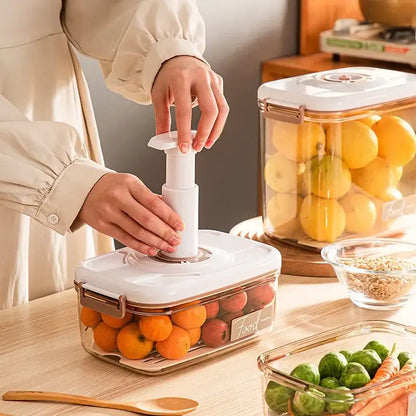 Clear white and blue fresh-keeping vacuum canister kitchen organizer