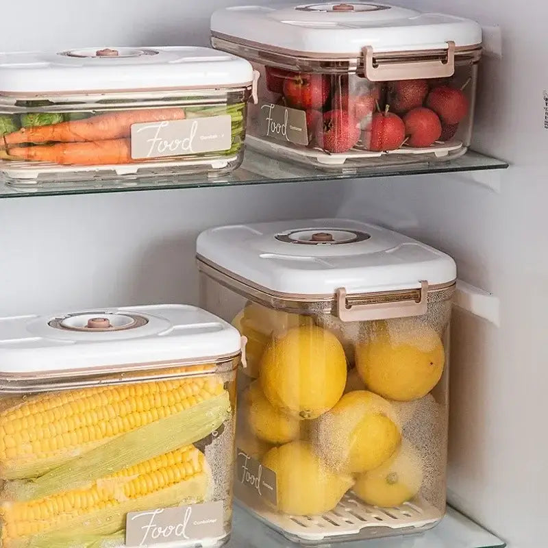 Clear white and blue fresh-keeping vacuum canister kitchen organizer