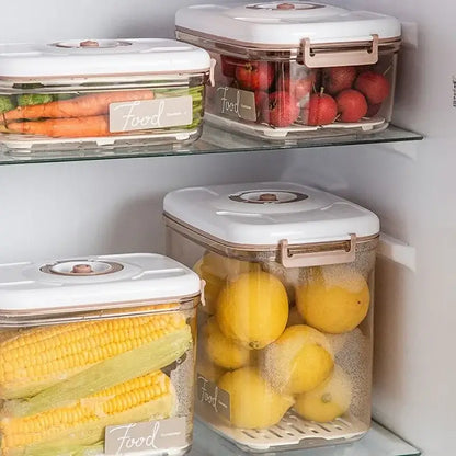 Clear white and blue fresh-keeping vacuum canister kitchen organizer