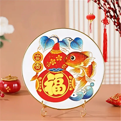 Cloisonne silk enamel painting diy kit blue & red bird dining room decor