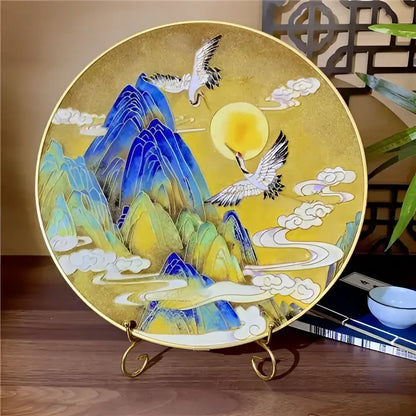Cloisonne silk enamel painting diy kit blue & red bird dining room decor