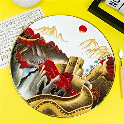 Cloisonne silk enamel painting diy kit blue & red bird dining room decor