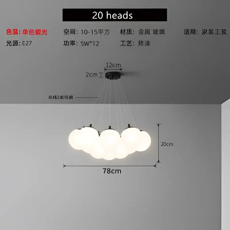 Cloud glass ball led pendant lights for bedroom decor