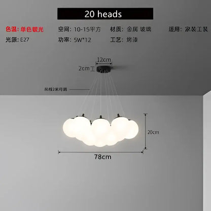 Cloud glass ball led pendant lights for bedroom decor