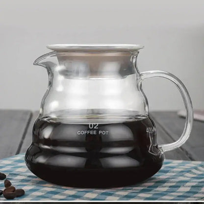 Cloud glass coffee kettle kitchen clear glass pot with silver handle