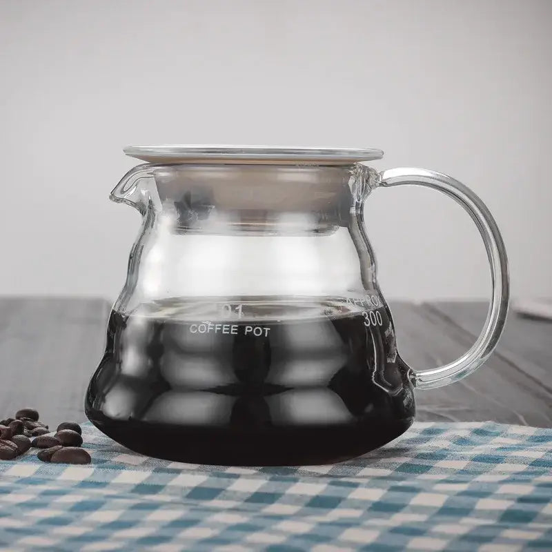 Cloud glass coffee kettle kitchen clear glass pot with silver handle