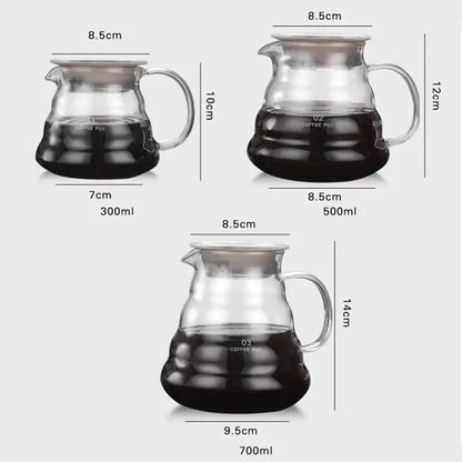 Cloud glass coffee kettle kitchen clear glass pot with silver handle