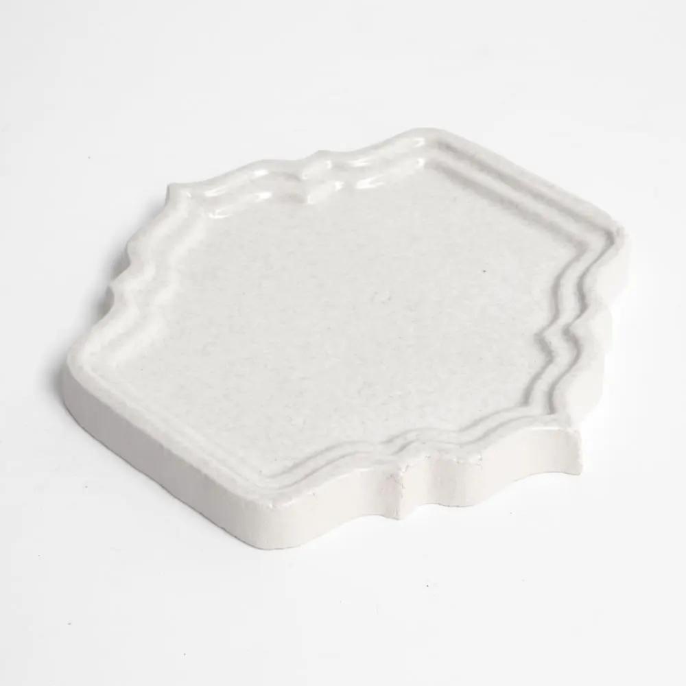 Cloud White Glossy Mina Sculpted Ceramic Accent Tiles 4 7/8x5