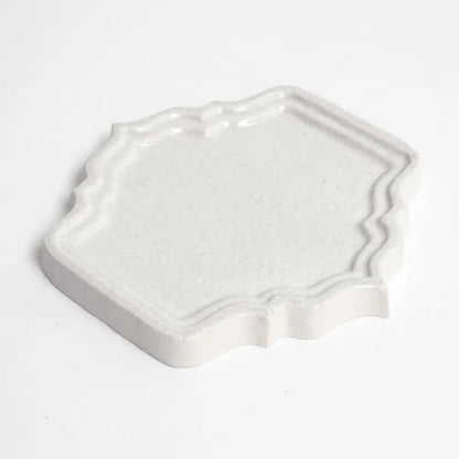 Cloud White Glossy Mina Sculpted Ceramic Accent Tiles 4 7/8x5