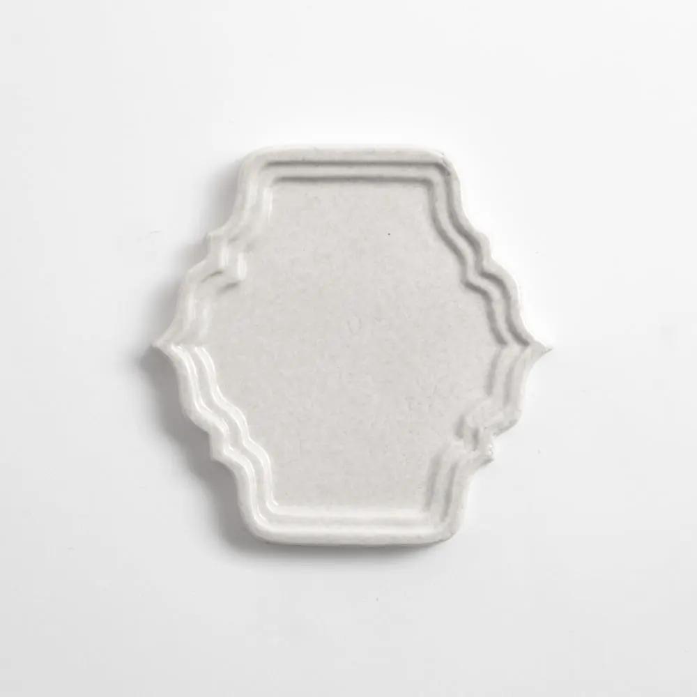 Cloud White Glossy Mina Sculpted Ceramic Accent Tiles 4 7/8x5