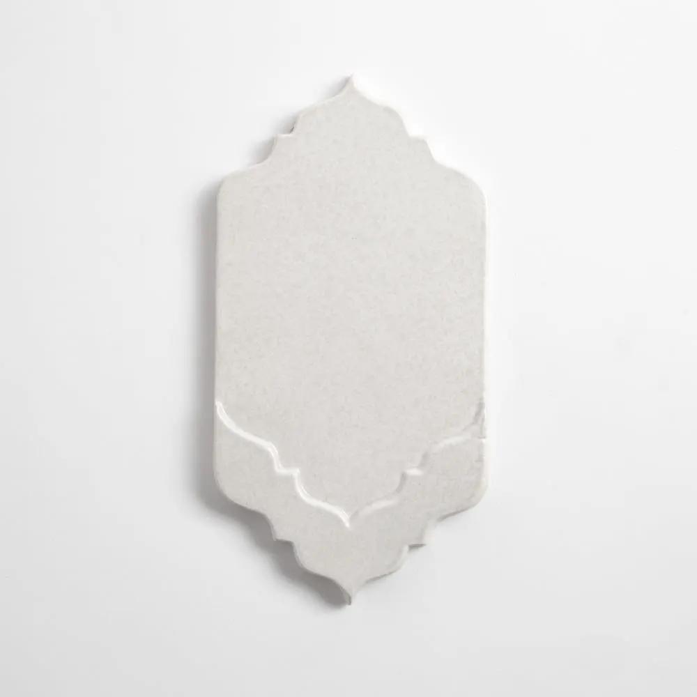 Cloud White Glossy Musa Ceramic Accent Tiles 4x7 1/2