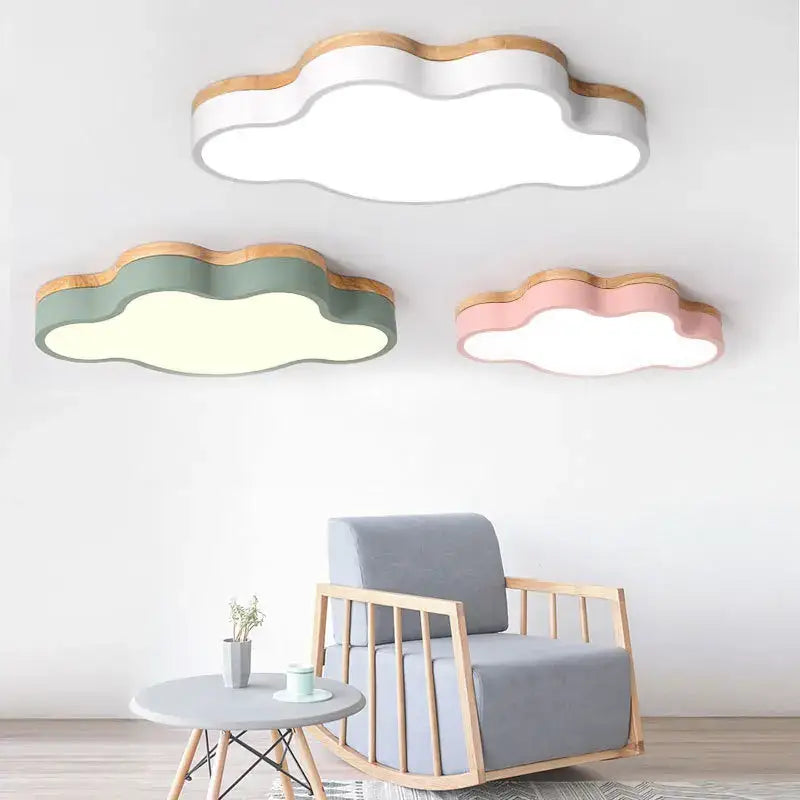 Cloud led baby chandelier sage green & pink bedroom light