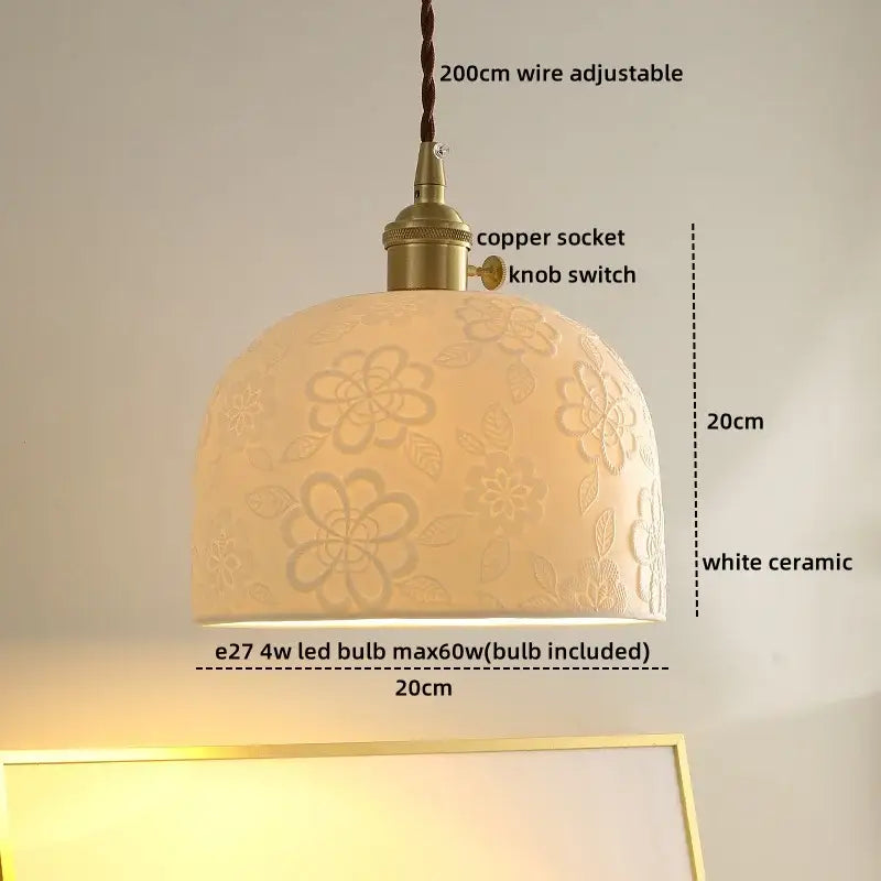 Cloud patterned brass ceramic led pendant light for dining room