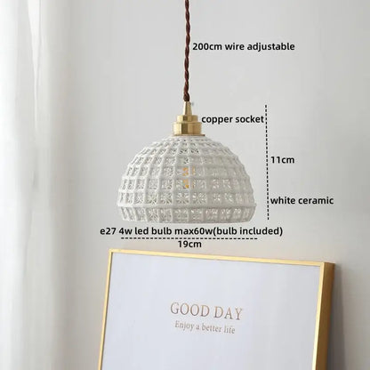 Cloud patterned brass ceramic led pendant light for dining room